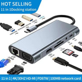 11-in-1 USB C Hub Docking Station, Type C Multiport Adapter with 4K HDMI@30Hz, VGA, USB 3.0 Ports, SD/Micro SD Card Reader, Gigabit Ethernet, USB-C Power Delivery for Laptop MacBook Pro Air Dell HP
